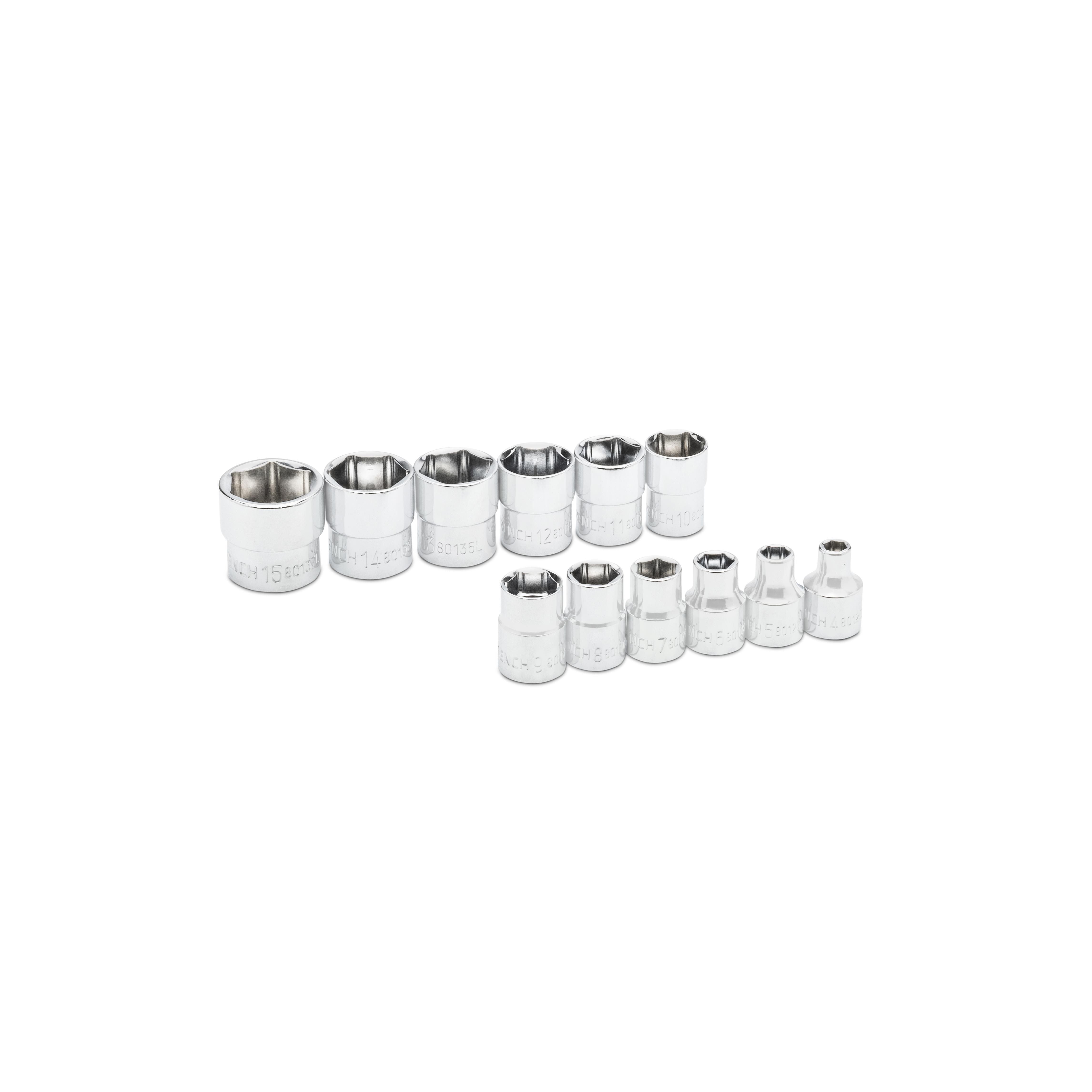 GearWrench 81394 12 Piece 1/4″ Drive 6 Point Stubby Socket Set Metric