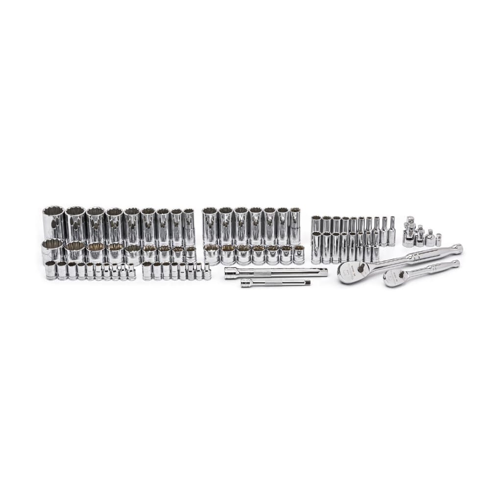 GearWrench 80948 76 Pc. 1/4″ & 3/8″ Drive 12 Point Standard & Deep SAE/Metric Mechanics Tool Set