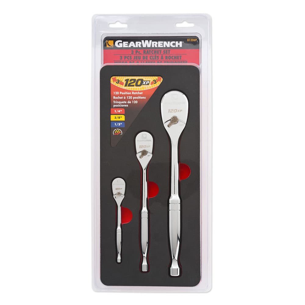 GearWrench 81206P 3 Pc. 1/4″, 3/8″ & 1/2″ Drive 120XP Teardrop Ratchet Set Fashion
