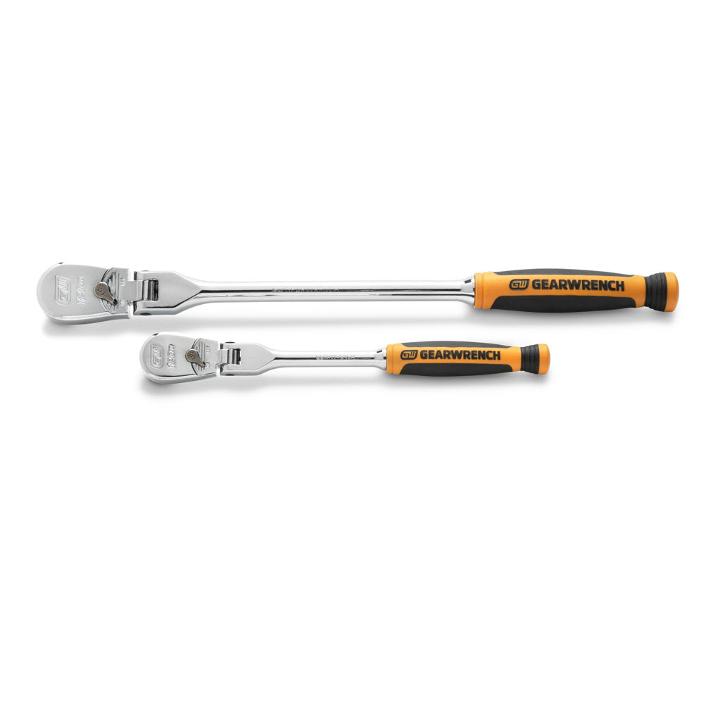 GearWrench 81204XP 2 Pc. 1/4″ and 3/8″ Drive 120XP Dual Material Flex Head Teardrop Ratchet Set