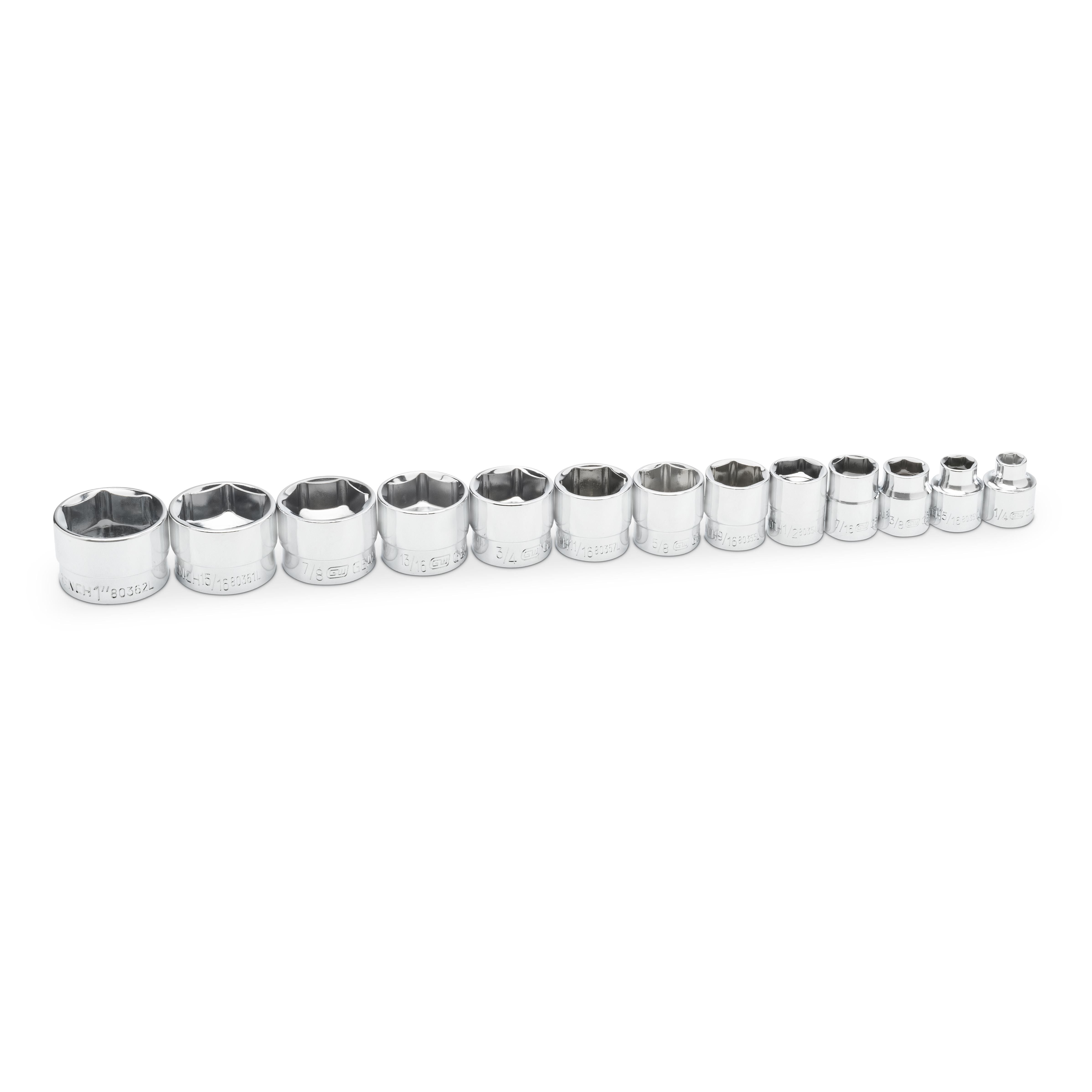 GearWrench 81397 13 Piece 3/8″ Drive 6 Point Stubby Socket Set SAE