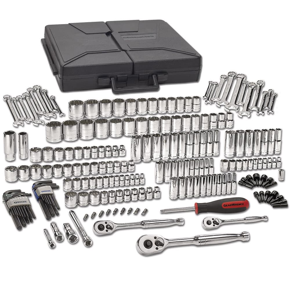 GearWrench 80933 216 Pc. 1/4″, 3/8″ & 1/2″ Drive 6 & 12 Point Standard & Deep SAE/Metric Mechanics Tool Set Online
