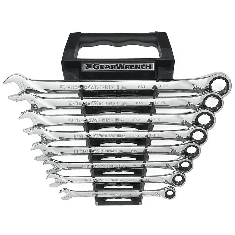 GearWrench 85198 8 Pc. 72-Tooth 12 Point XL Ratcheting Combination SAE Wrench Set Online