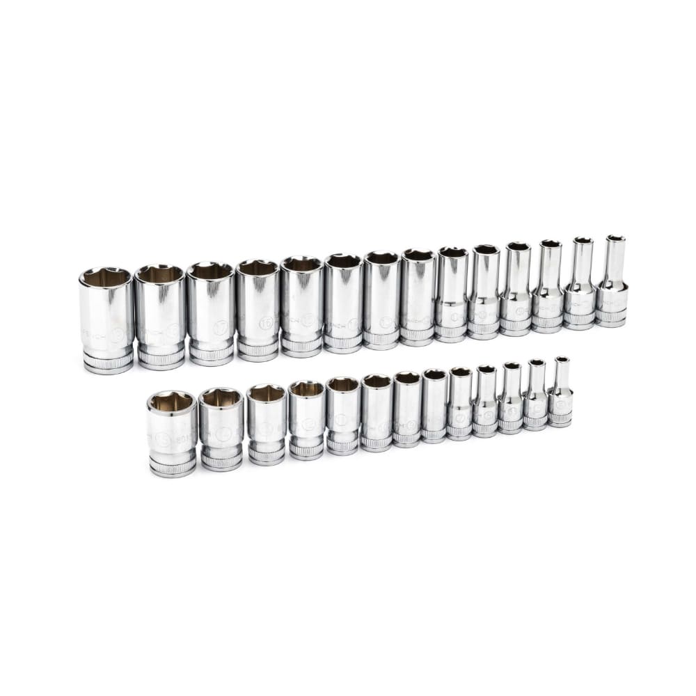 GearWrench 86541 27 Pc. 1/4″ and 3/8″ Drive 6 Point Mid Length Metric Socket Set