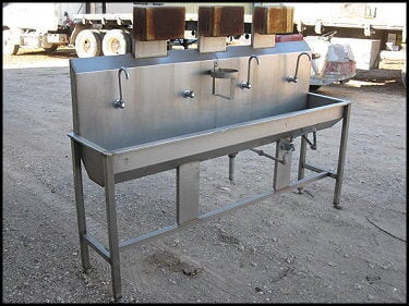 Stainless Steel Four Station Industrial Hand Wash Sink – 40 Gallons