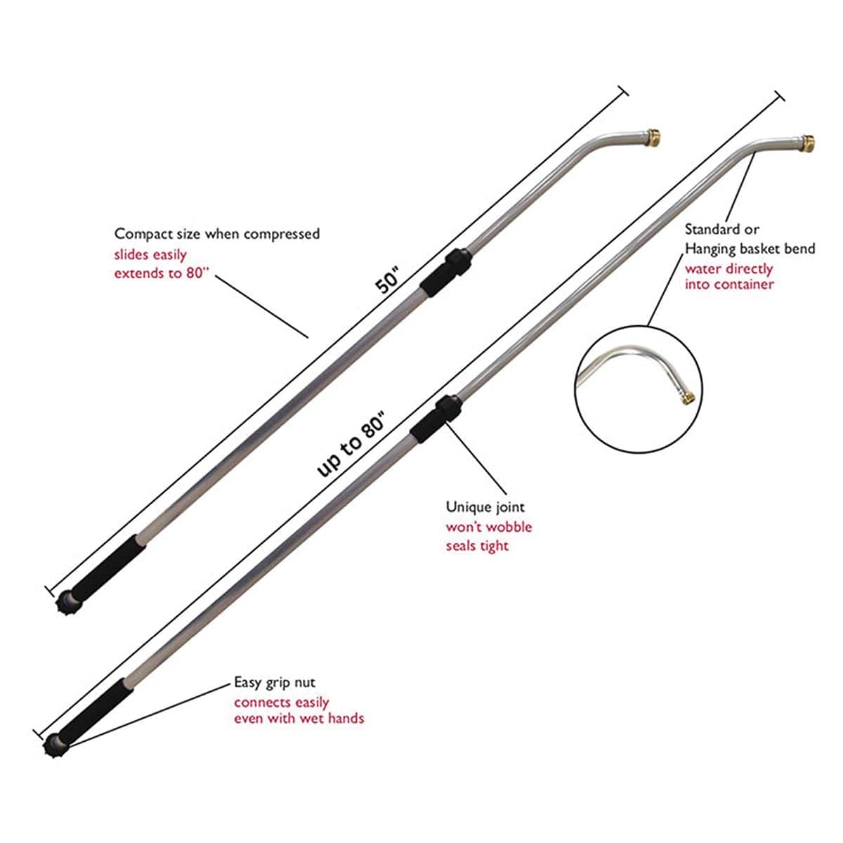 Dramm Telescoping Handi-Reach Handle, 50″-80″