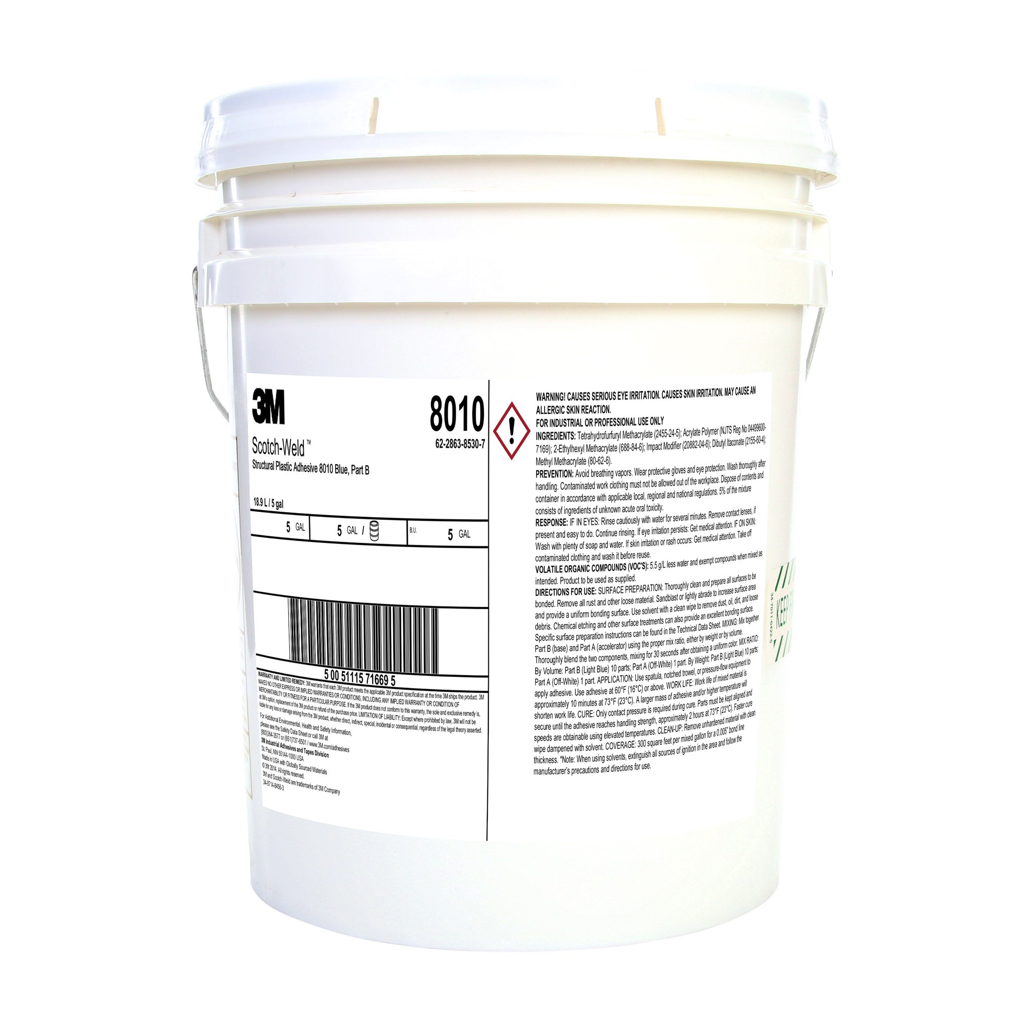 3M Scotch-Weld 8010 Blue Acrylic Adhesive in 5 Gallon Pails – Part A & B