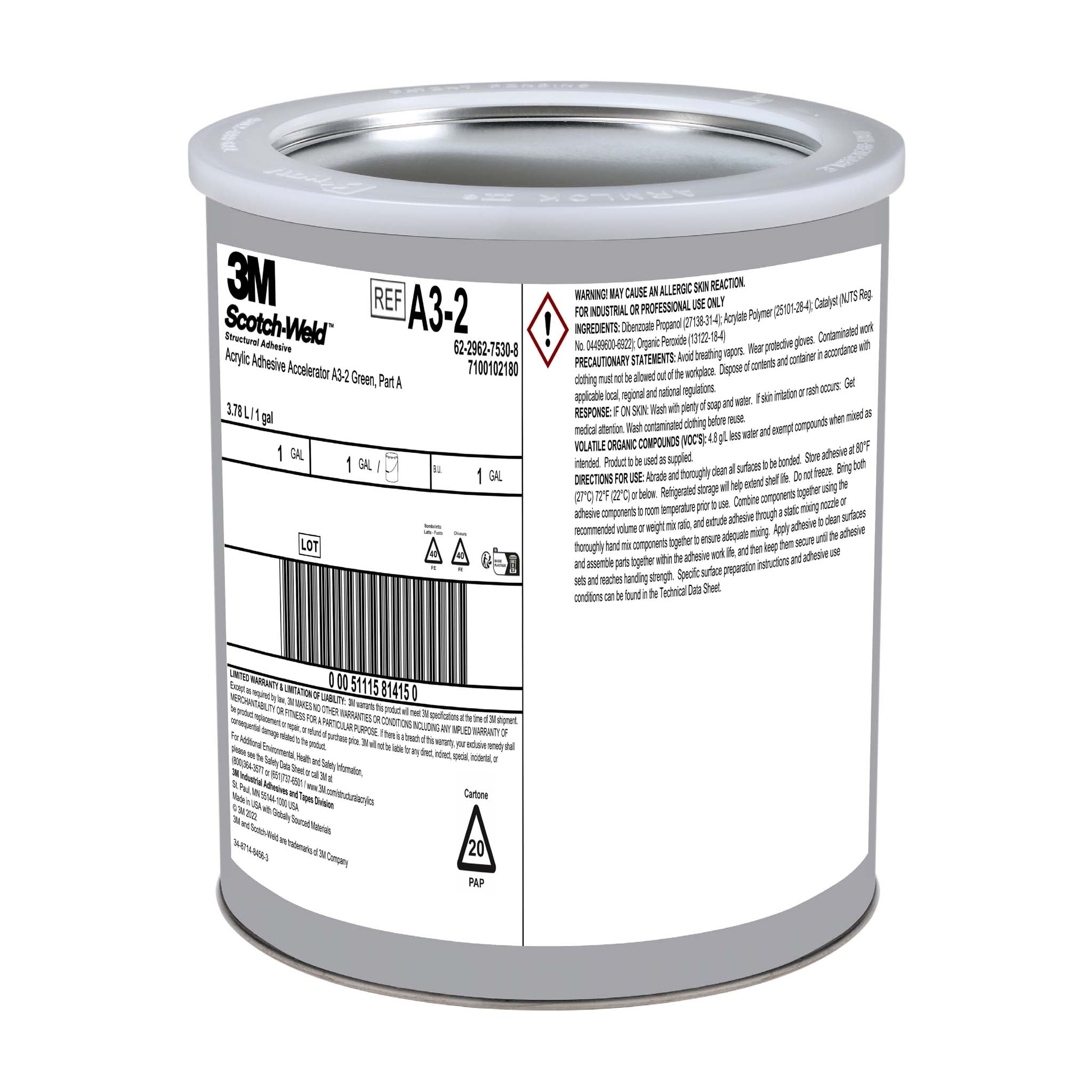 3M Scotch-Weld A3-2 Green Acrylic Adhesive Accelerator in 1 Gallon Cans – Part A