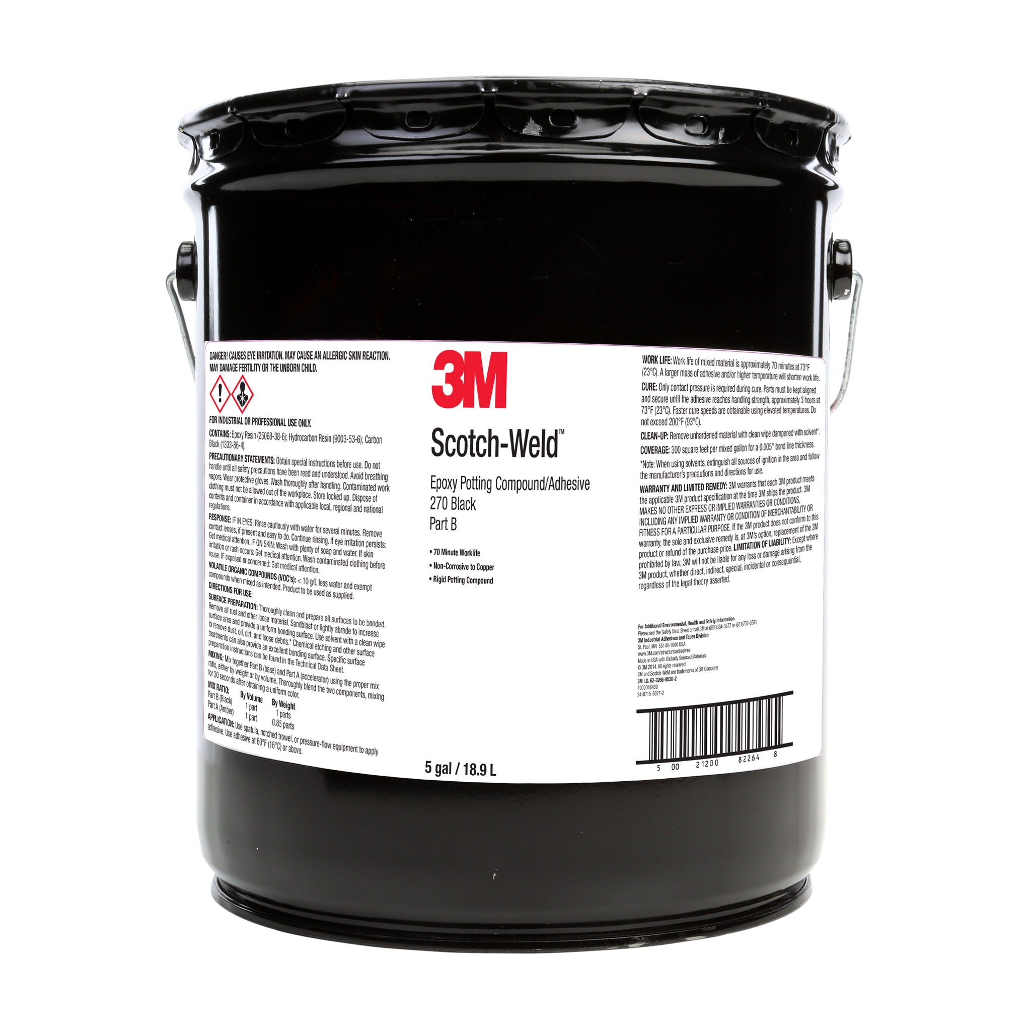 3M Scotch-Weld 270 Black Epoxy in 5 Gallon Pails – Part A & B