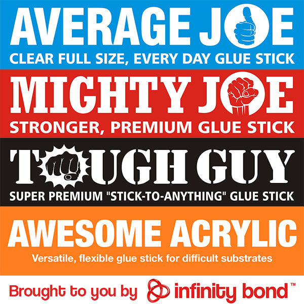 Infinity Bond Hot Glue Stick Sample Pack – Average, Mighty, Tough Guy, Awesome Fashion