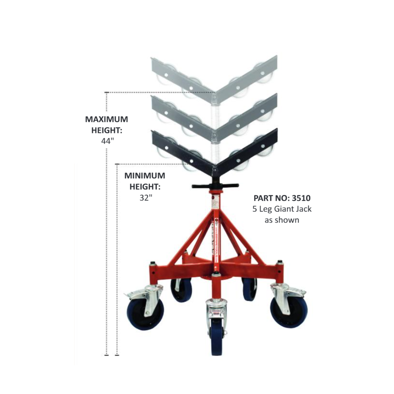B&B 3510 Giant Jack Pipe Stand with 5 Legs – Reconditioned