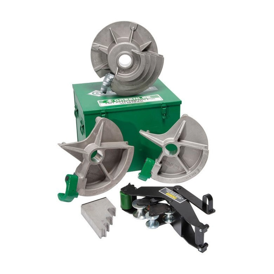 Greenlee 23802 EMT Multi-Shoe Group for 1/2in. to 2in. Conduit with Storage Box – Reconditioned