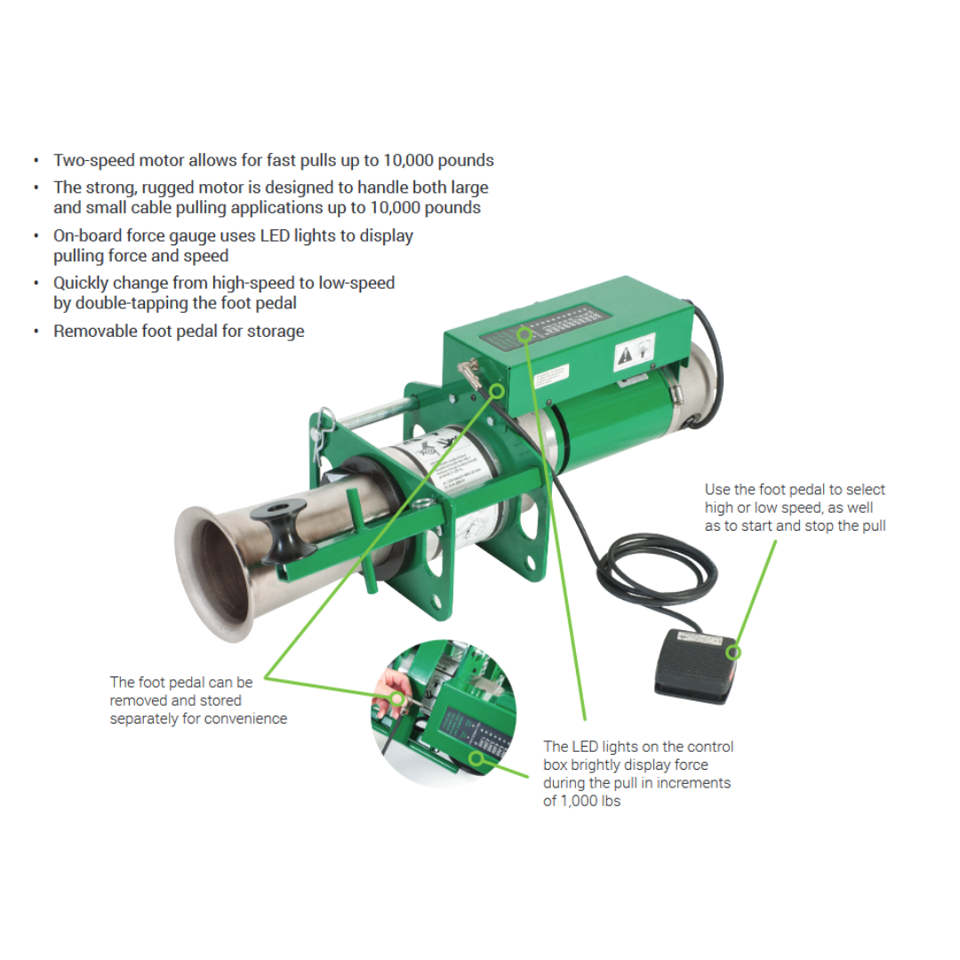 Greenlee 6901 Puller Package with Greenlee UT10-2S Ultra Tugger & Greenlee 02846 Chain Mount – Reconditioned