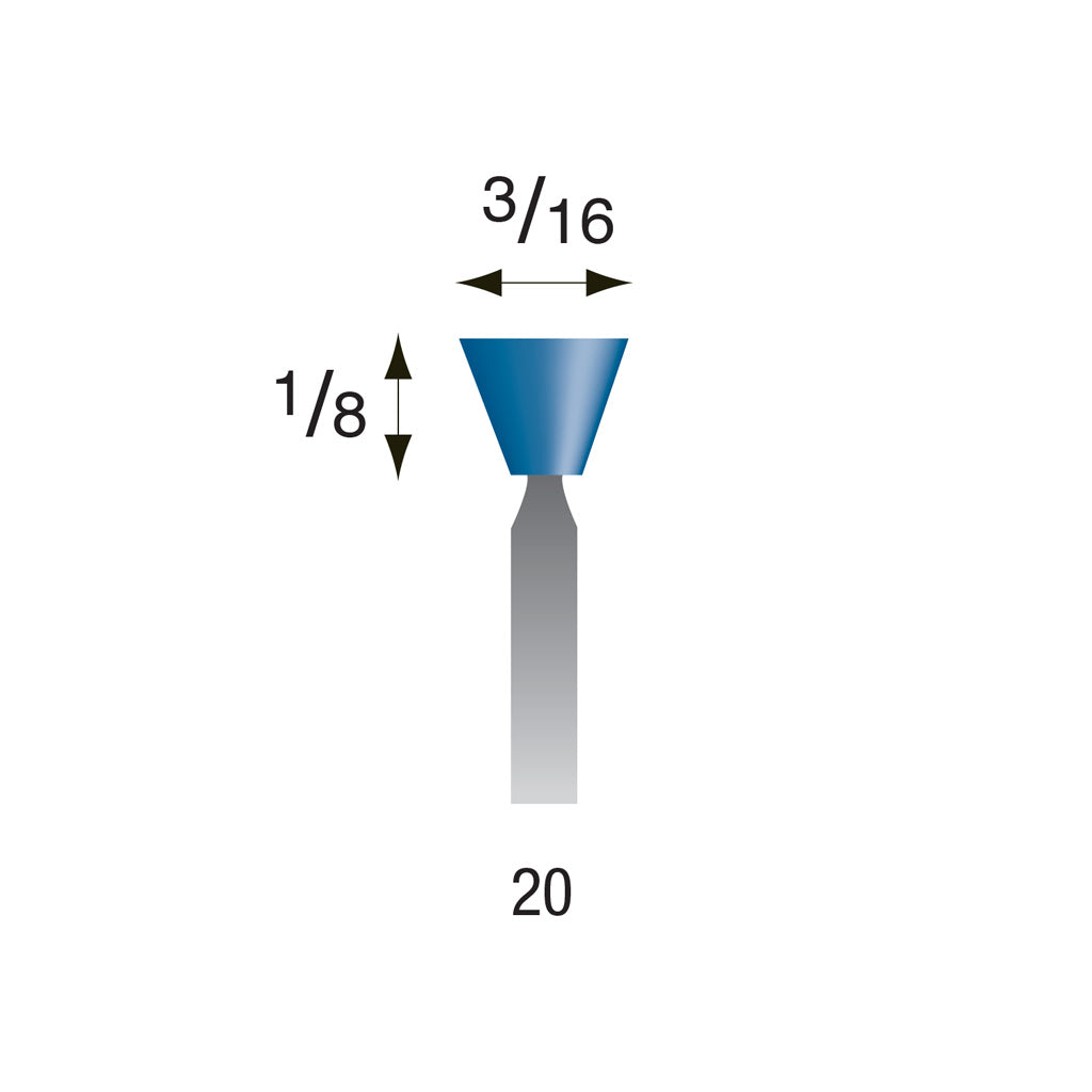 #20 Blue Mounted Points 3/32″ Shank (Pkg of 24)