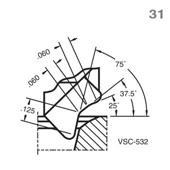25-37.5-75 Degree VSC Standard Valve Seat Cutter | VSC-532