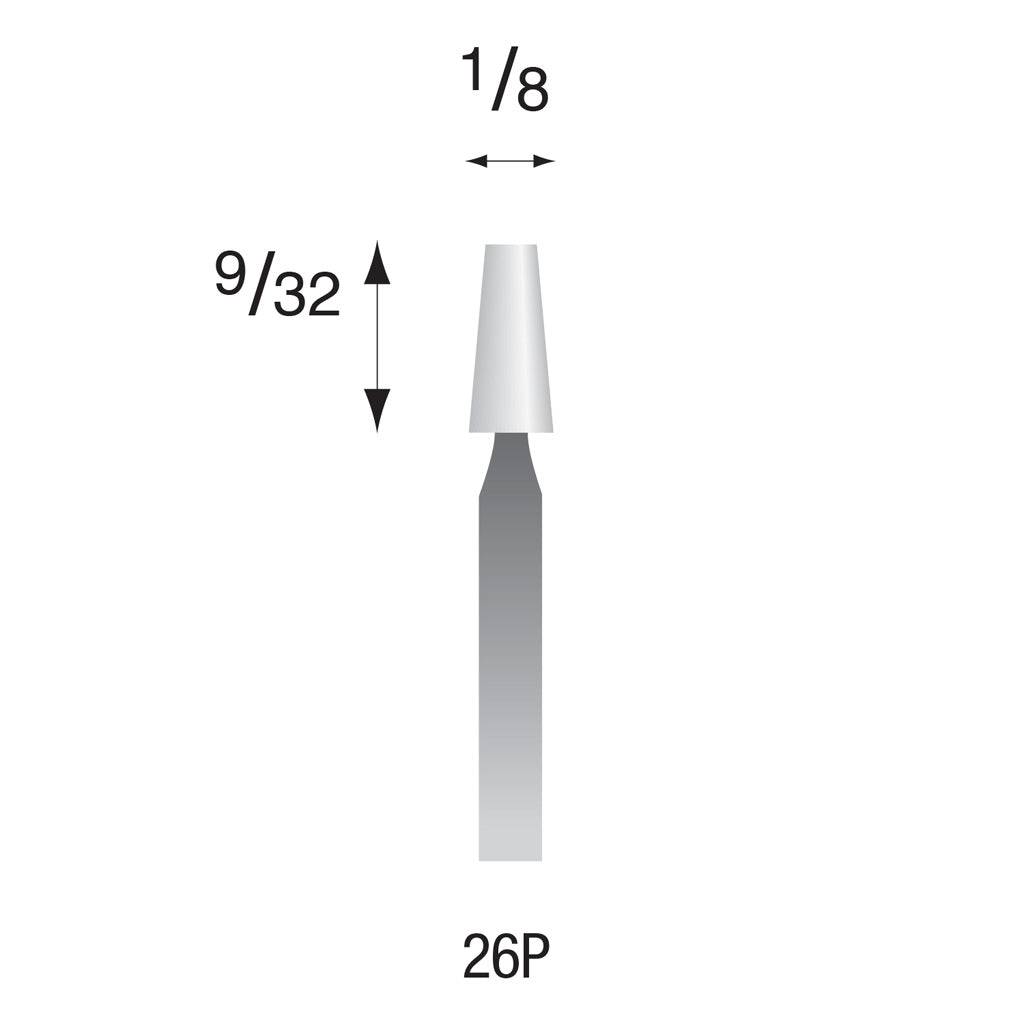 26P White Mounted Points 3/32″ Shank (Pkg of 24)