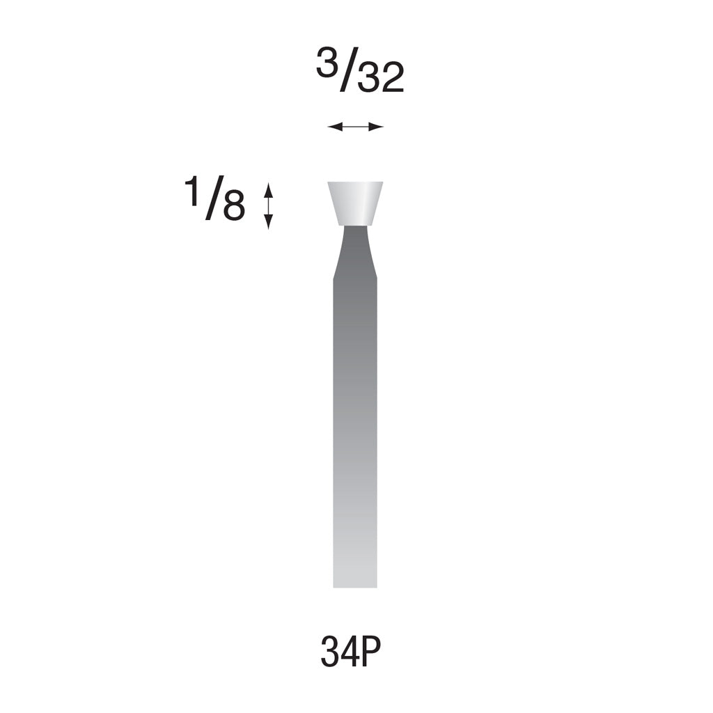 34P White Mounted Points 3/32″ Shank (Pkg of 24)