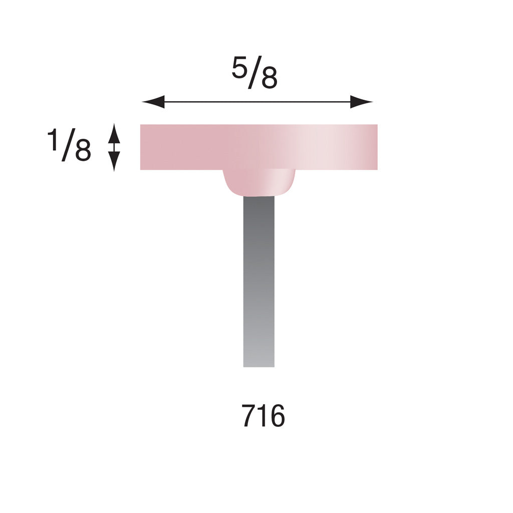 Busch® #716 Pink Polishing Points 3/32″ Shank (Pkg. of 6)