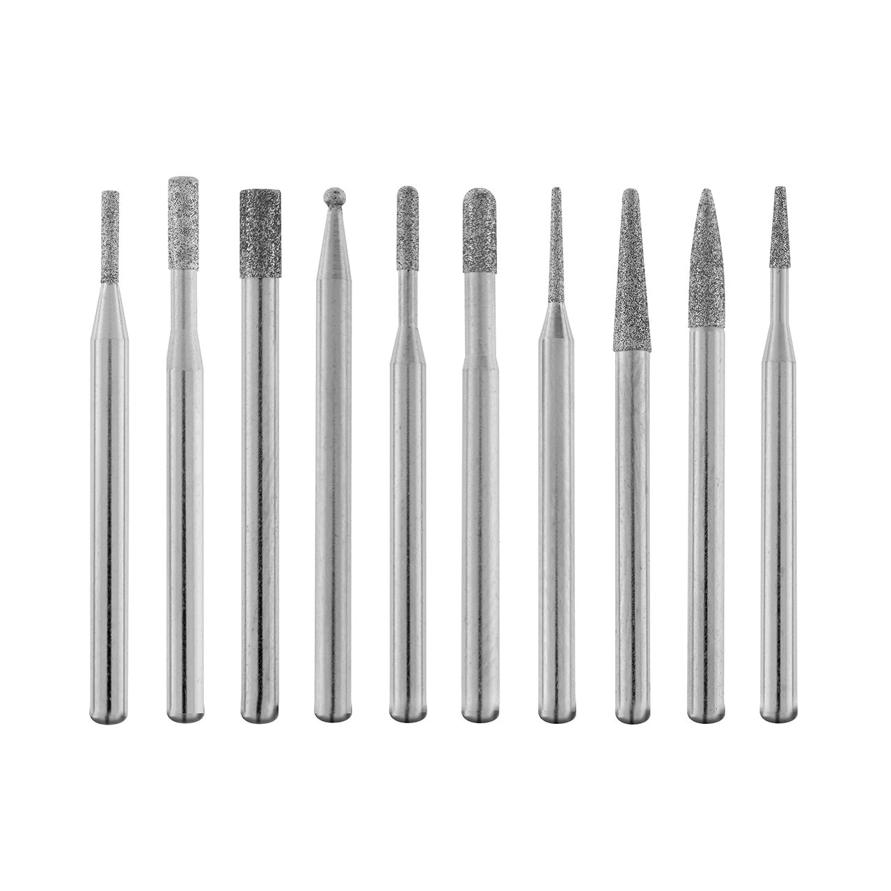 Diamond Burs, 1/8″ Shank – 10-Piece Set