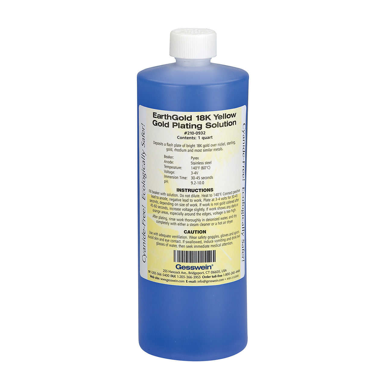 EarthGold Plating Solution 18K Yellow 1 Quart