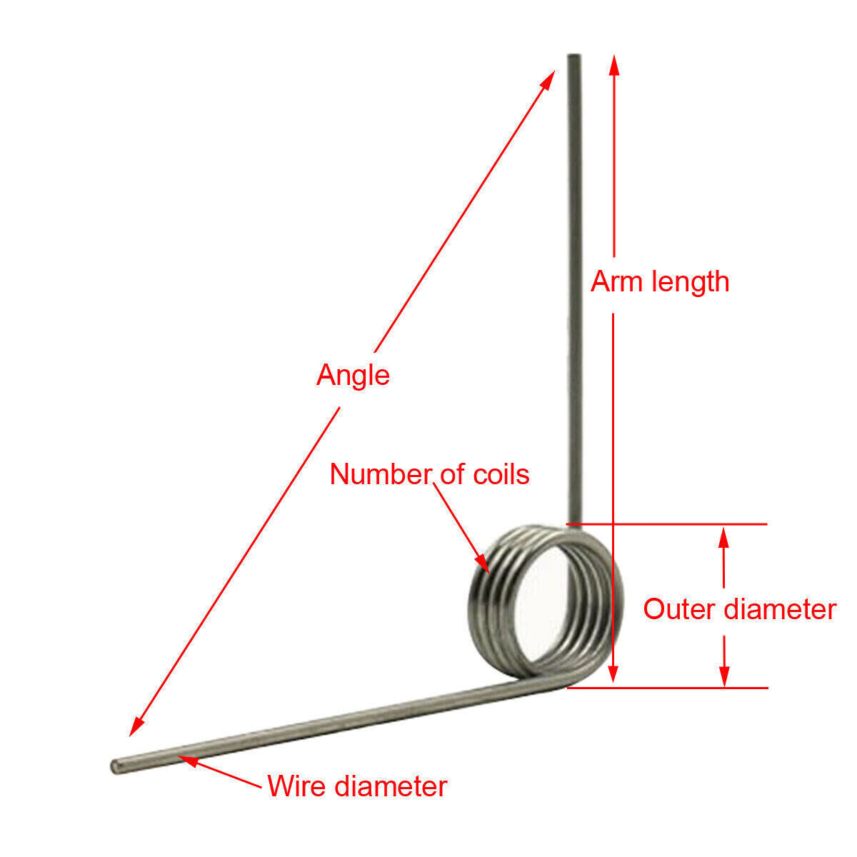 0.6mm Wire diameter 4.5mm OD 60 Angle LH Torsion Spring 5 Pcs Fashion