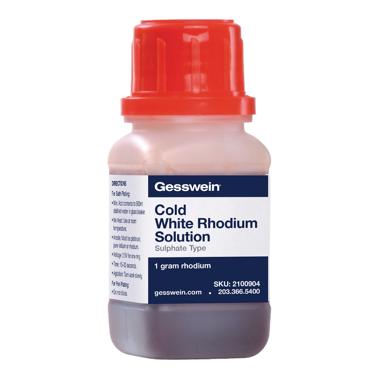 Gesswein® Cold White Rhodium Concentrate Bath – 1 Gram